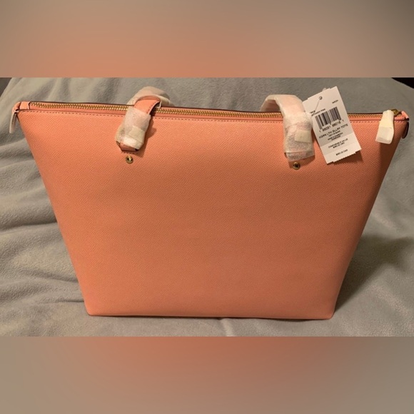 #1307 - NWT Coach GALLERY Tote Leather Handbag, Candy Pink & Gold Zip Top Bag - Picture 5 of 14